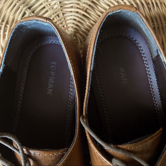 Topman Brown Leather Derby Shoes - Picture 3 of 7